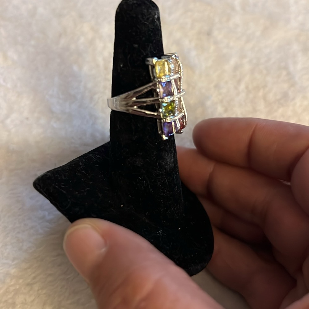 Sterling Silver Multi-Gemstone Statement Ring Siz… - image 2